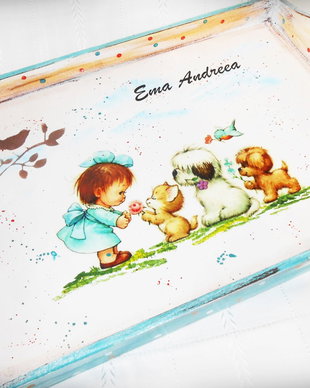 Tavita/set de mot fetita cu animalute
