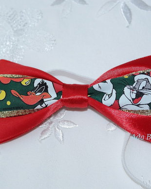 Mini papion pentru Craciun Bugs-Bunny rosu