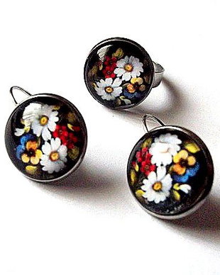 Set cu sticla cu motiv floral 45871