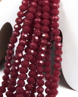 Cristale din sticla, rondelle, 4x3 mm, opace, grena-A02