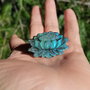 Inel Labradorit lotus si Argint 925 - IN1345 - Inel gri argintiu, inel albastru reglabil, cadou romantic, cadou sotie, inel cadou, bijuterii cadou, bijuterii labradorit, inel floare de lotus, cristale vindecatoare, cristale de colectie