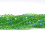 Cristale din sticla, rondelle, 4x3 mm, electroplacate, AB, verzi-L08