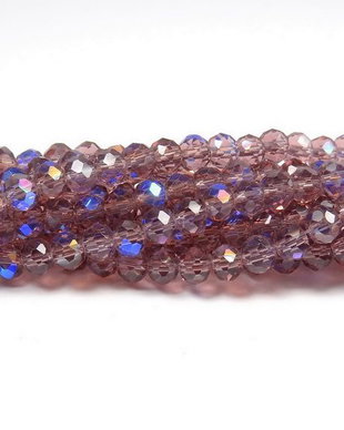 Cristale din sticla, rondelle, 4x3 mm, electroplacate, AB, purpurii-L14