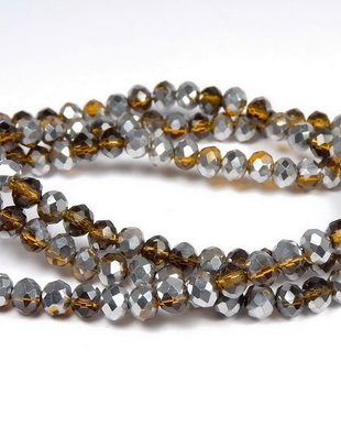 Cristale din sticla, rondelle, 4x3 mm, semiplacate, maro-C15