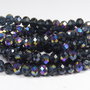 Cristale din sticla, rondelle, 4x3 mm, AB, bleumarin-Q11