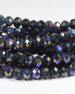Cristale din sticla, rondelle, 4x3 mm, AB, bleumarin-Q11