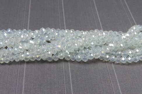 Cristale din sticla, rondelle, 4x3 mm, electroplacate, AB, transparente-B06