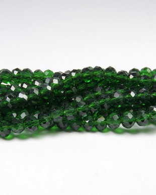Cristale din sticla, rondelle, 4x3 mm, transparente, verde inchis-D24