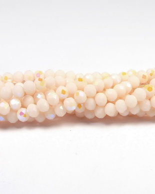 Cristale din sticla, rondelle, 4x3 mm, opace, AB, crem-L18