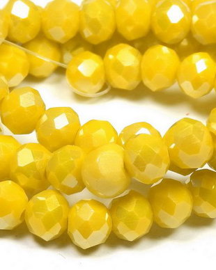Cristale din sticla, rondelle, opace, AB, 6x5 mm, galbene-B03