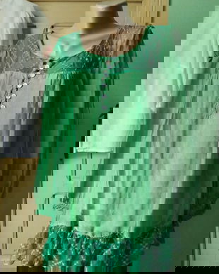 Bluza verde iarba , mătase naturala, boho style