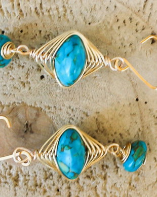 Cercei handmade cu piatra de turcoaz
