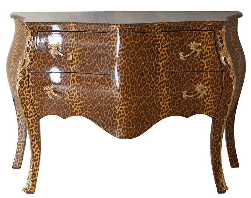 Comoda baroc din lemn masiv cu furnir leopard