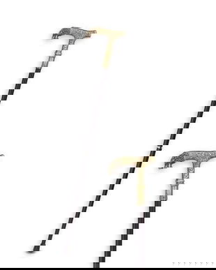 Baston lemn masiv cu maner decorativ din aluminiu