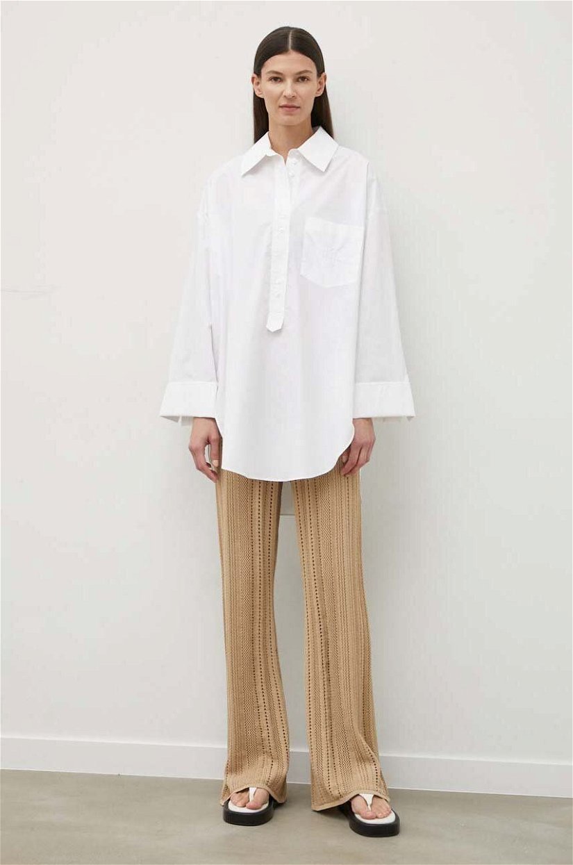 By Malene Birger bluza din bumbac femei, culoarea alb, neted