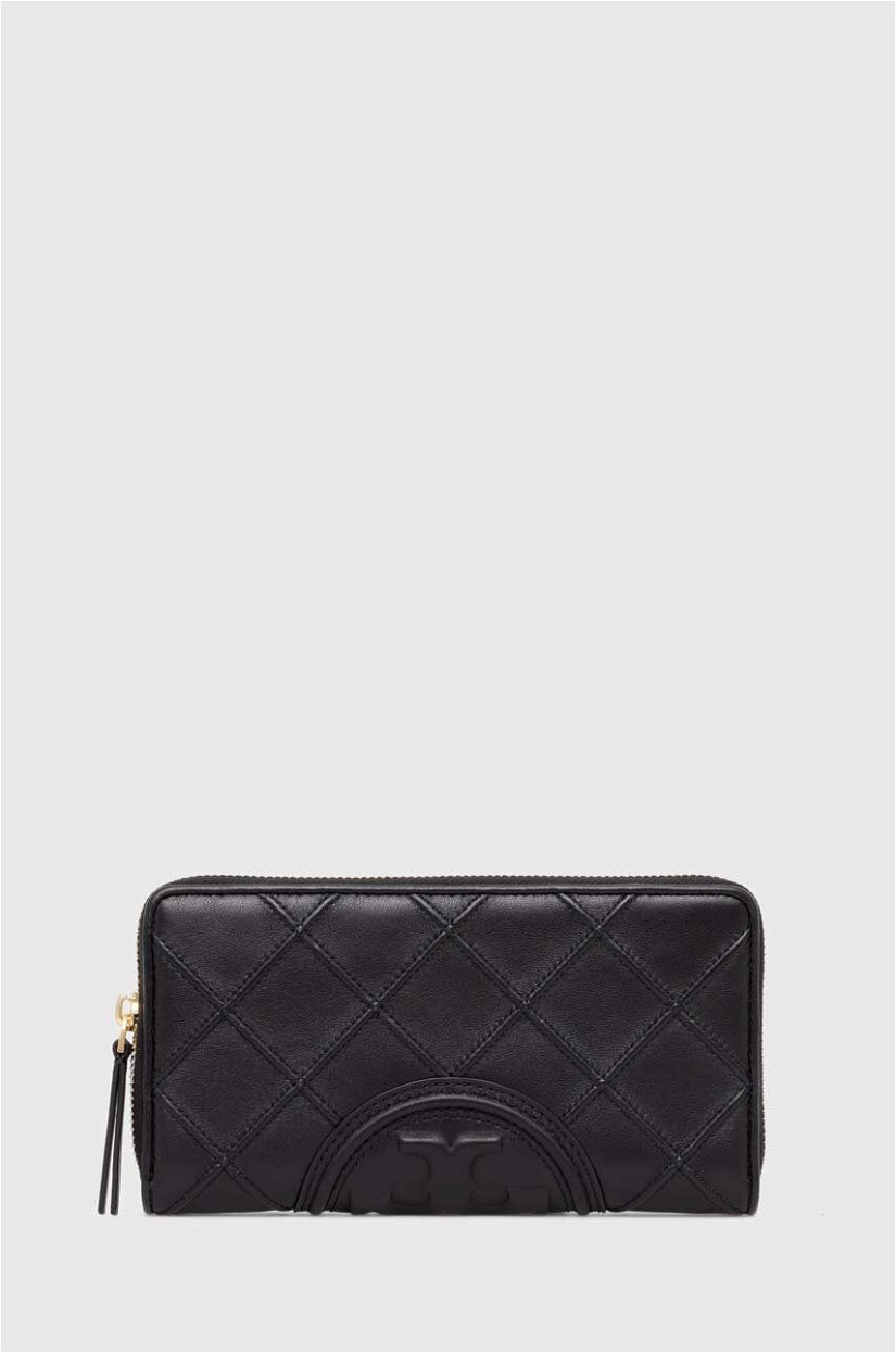 Tory Burch portofel de piele Fleming Soft Zip Continental Wallet femei, culoarea negru, 140344.001