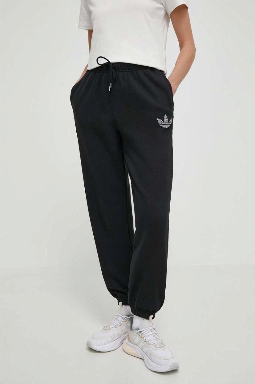 adidas Originals pantaloni de bumbac culoarea negru, cu imprimeu, IT9663