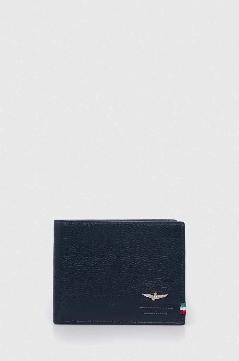 Aeronautica Militare portofel de piele barbati, culoarea albastru marin