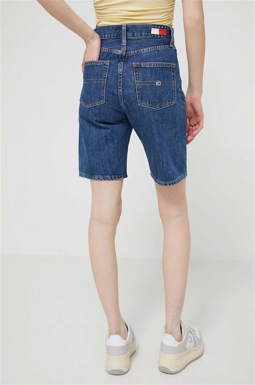 Tommy Jeans pantaloni scurti jeans femei, neted, high waist