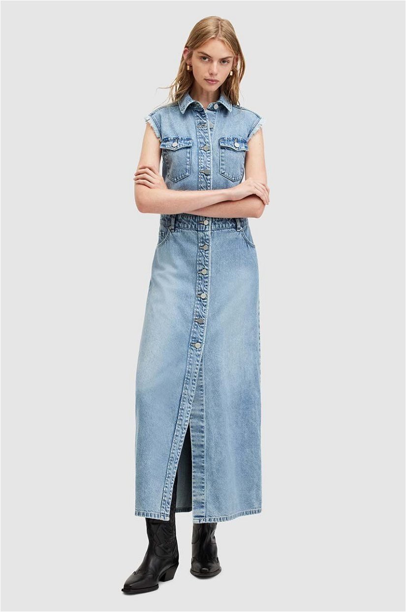 AllSaints rochie jeans BLAIR DENIM DRESS maxi, drept, W183DA
