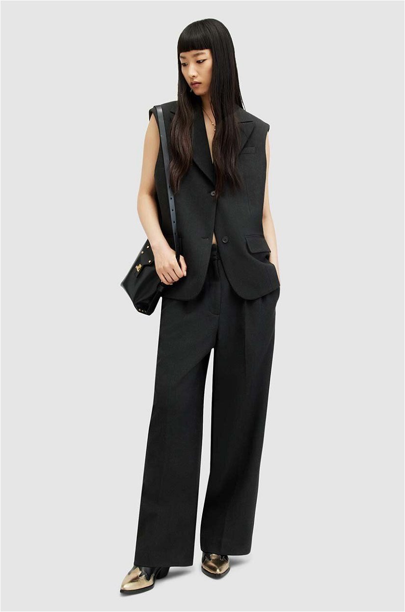 AllSaints pantaloni SAMMEY TROUSER femei, culoarea negru, lat, medium waist, WT524Z
