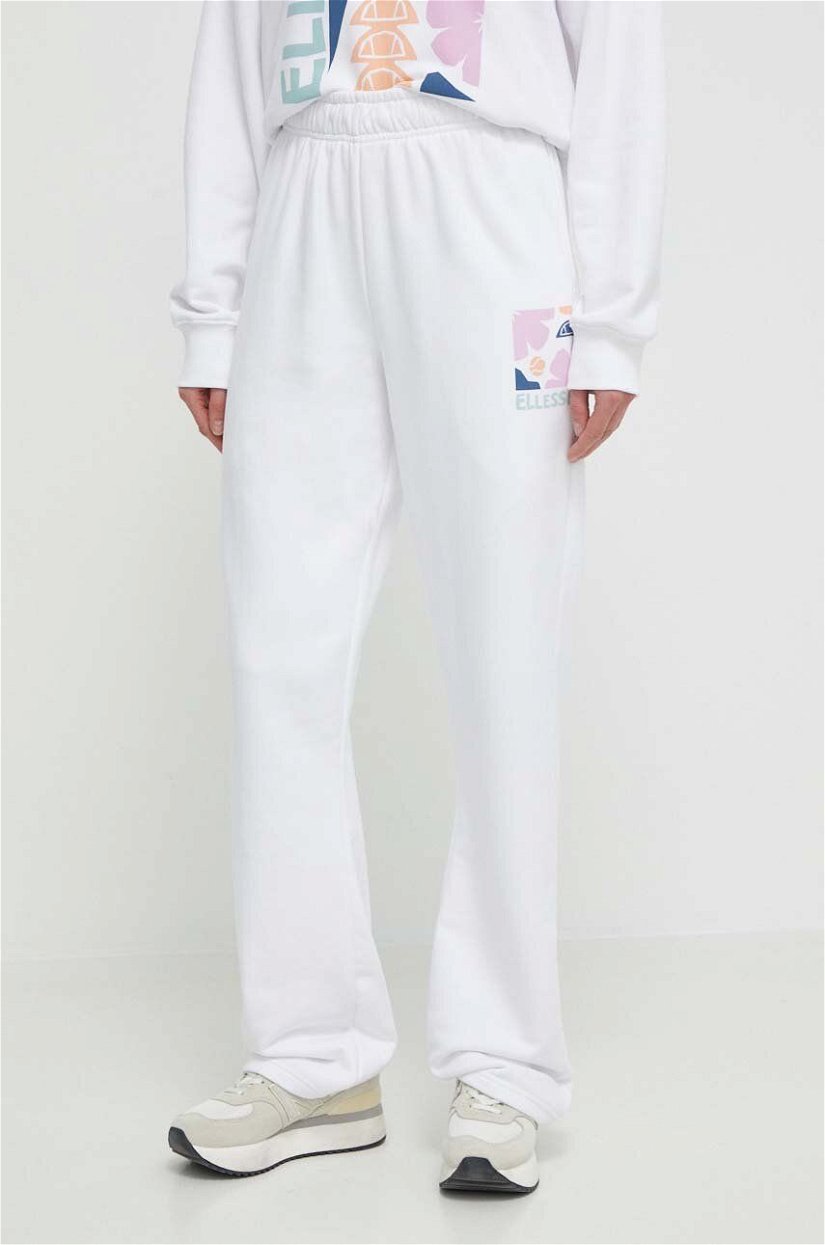 Ellesse pantaloni de trening Sylvana Jog Pant culoarea alb, cu imprimeu, SGV20248