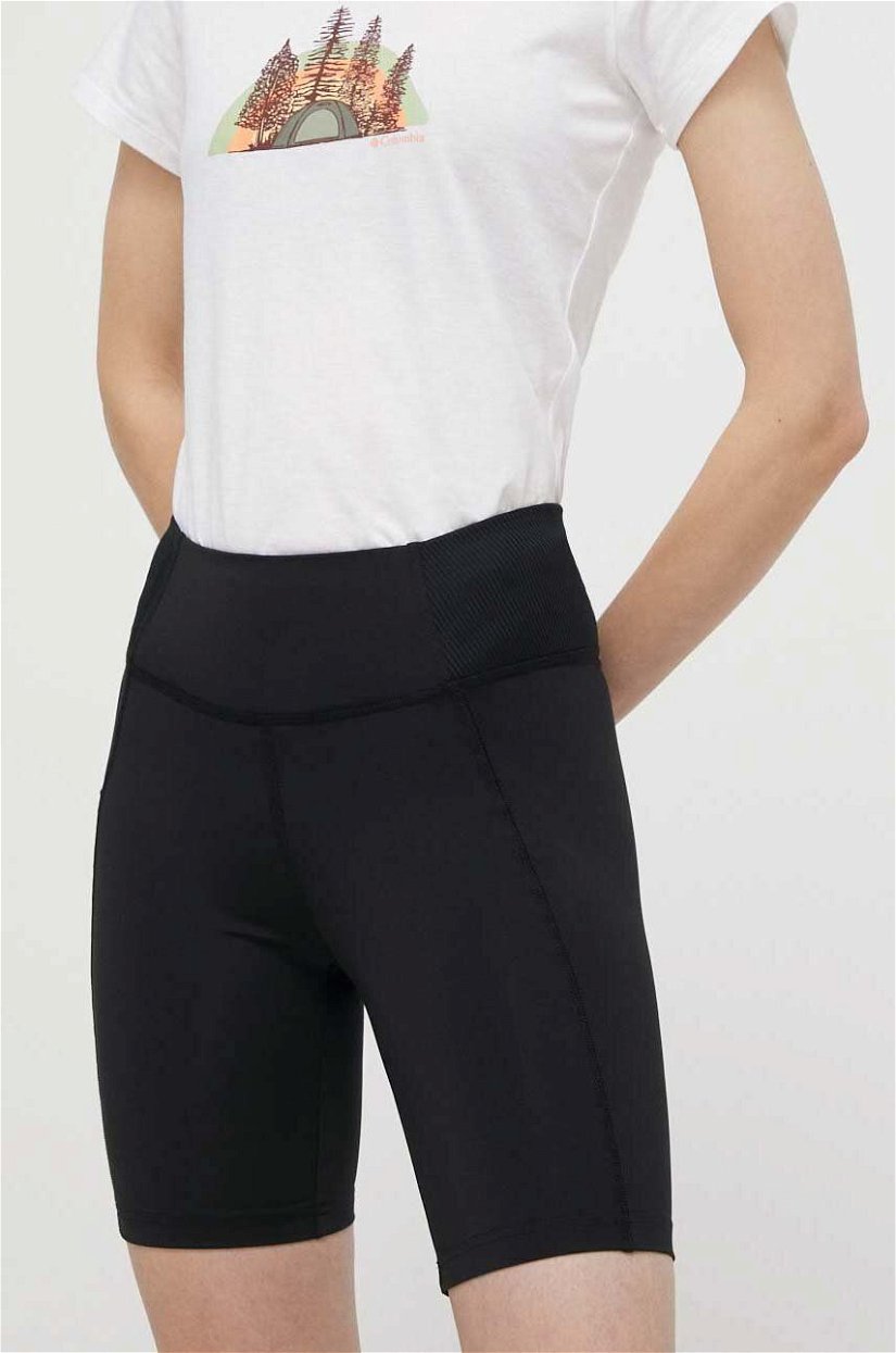 Columbia pantaloni scurti sport Boundless Trek femei, culoarea negru, neted, high waist, 2074471