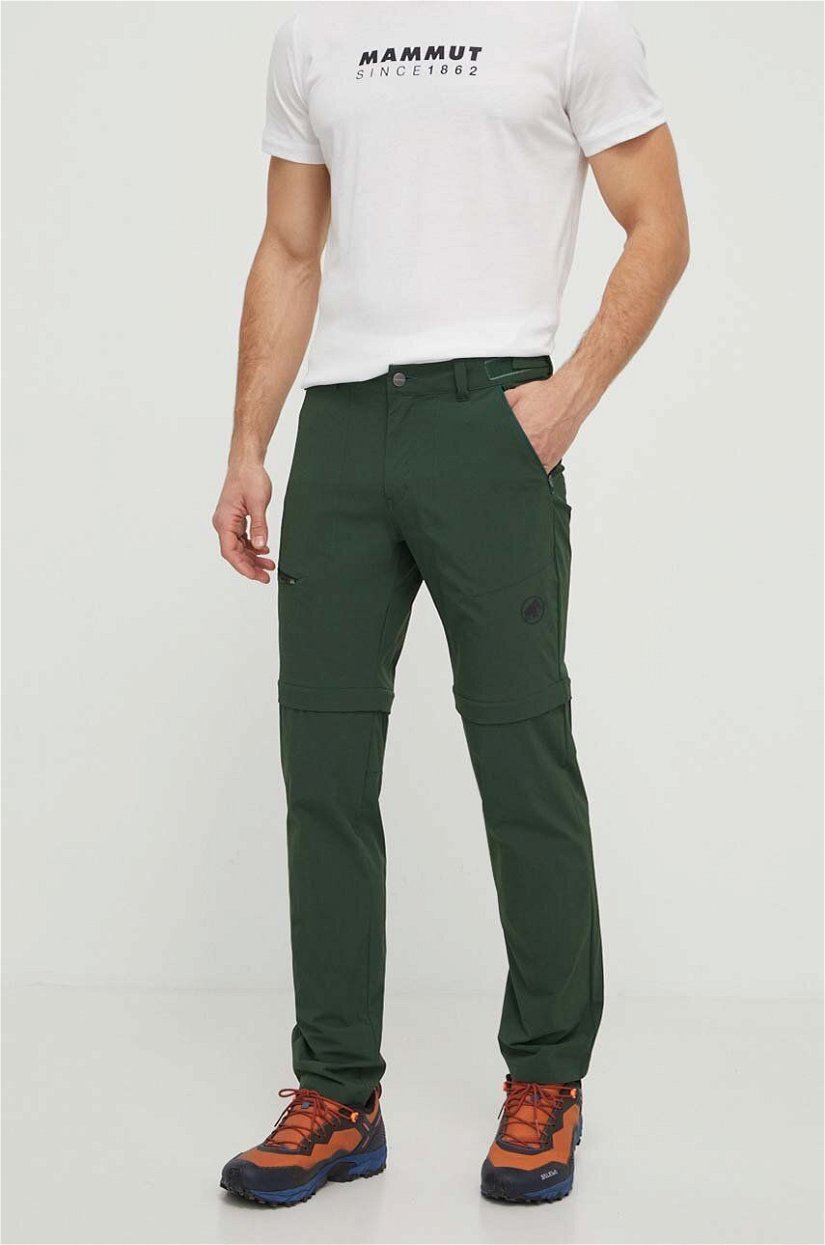 Mammut pantaloni de exterior Runbold Zip Off culoarea verde