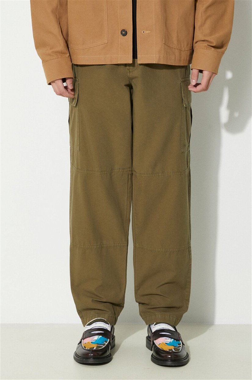 Barbour pantaloni de bumbac culoarea verde, cu fason cargo