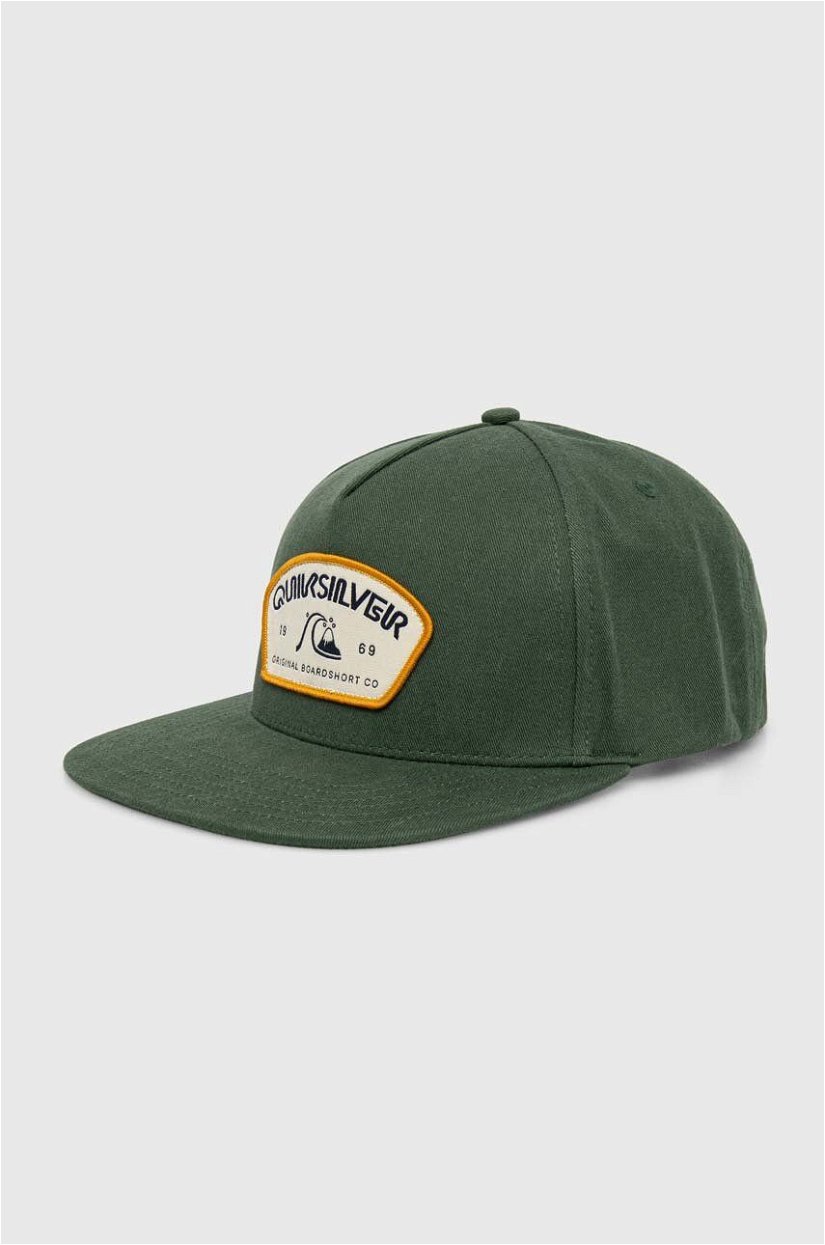 Quiksilver șapcă de baseball din bumbac culoarea verde, cu imprimeu