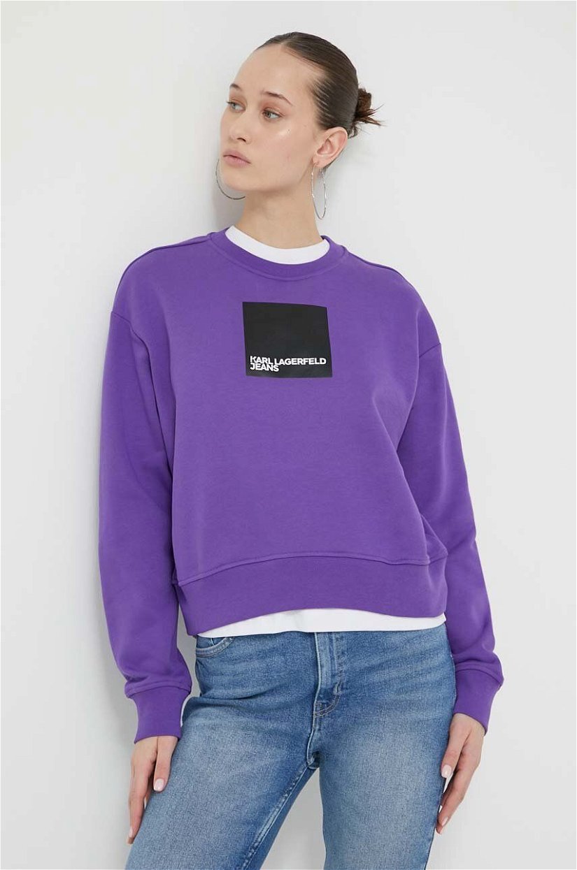 Karl Lagerfeld Jeans bluza femei, culoarea violet, cu imprimeu