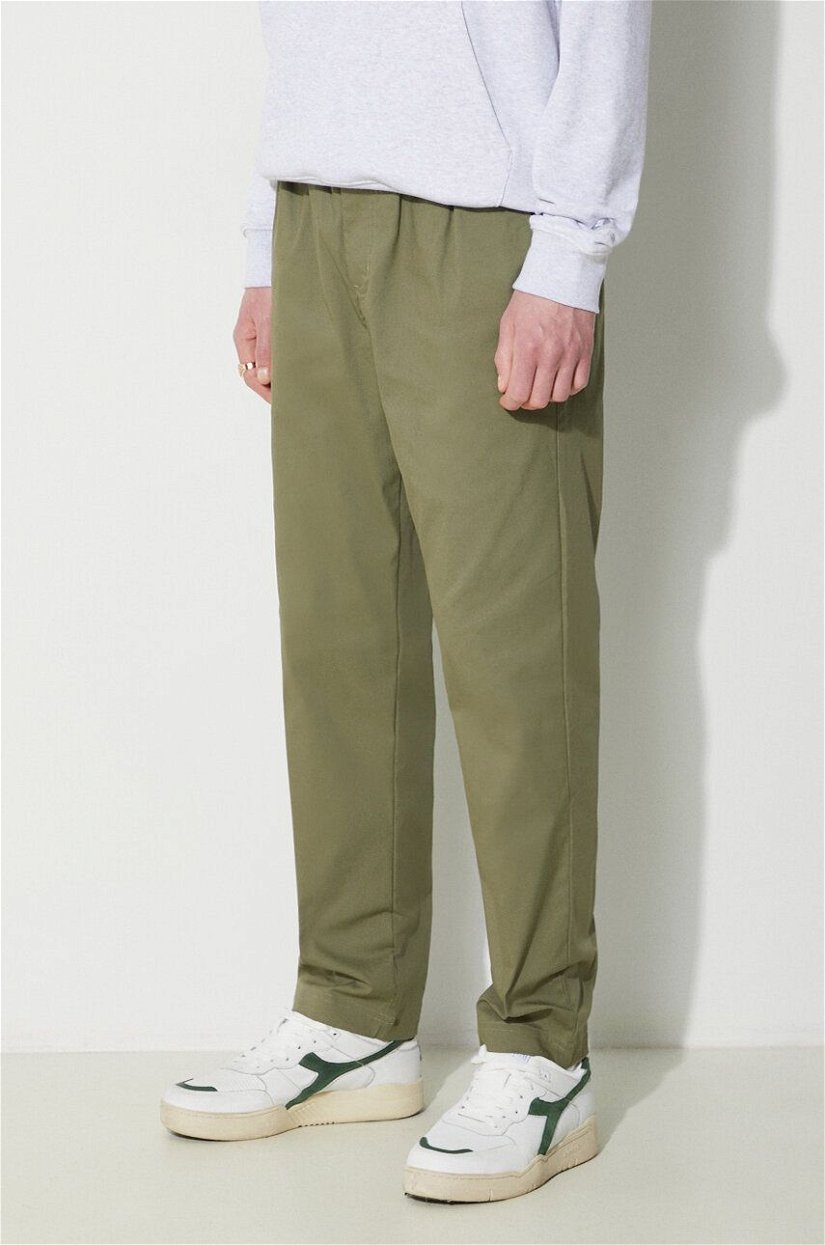 New Balance pantaloni barbati, culoarea verde, drept