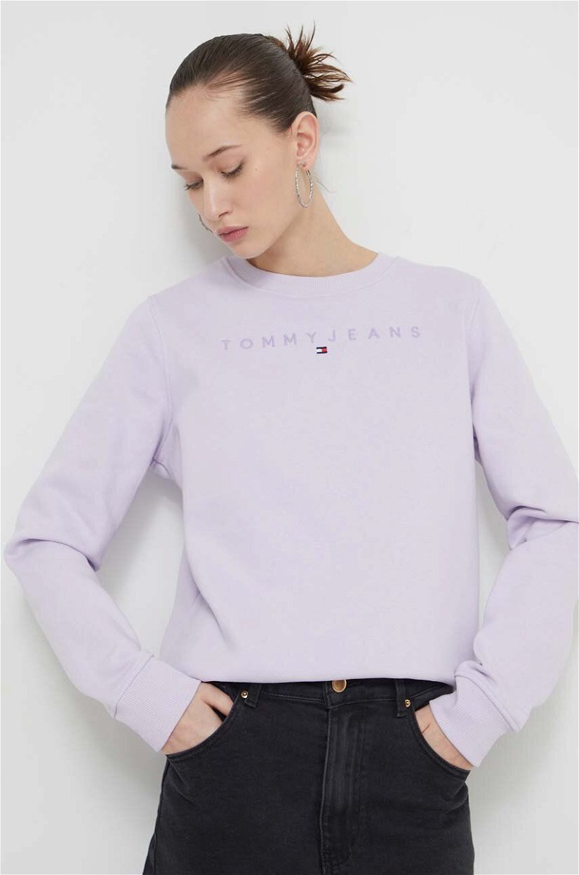 Tommy Jeans bluza femei, culoarea violet, cu imprimeu