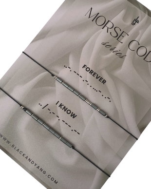 SET BRATARI CUPLU IN COD MORSE CU MESAJ - FOREVER / I KNOW