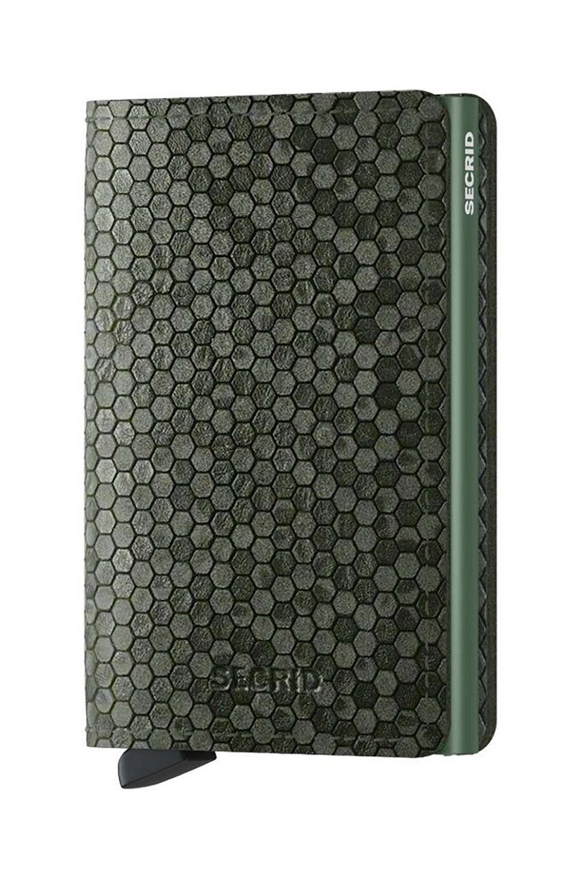 Secrid portofel de piele Slimwallet Hexagon Green culoarea verde