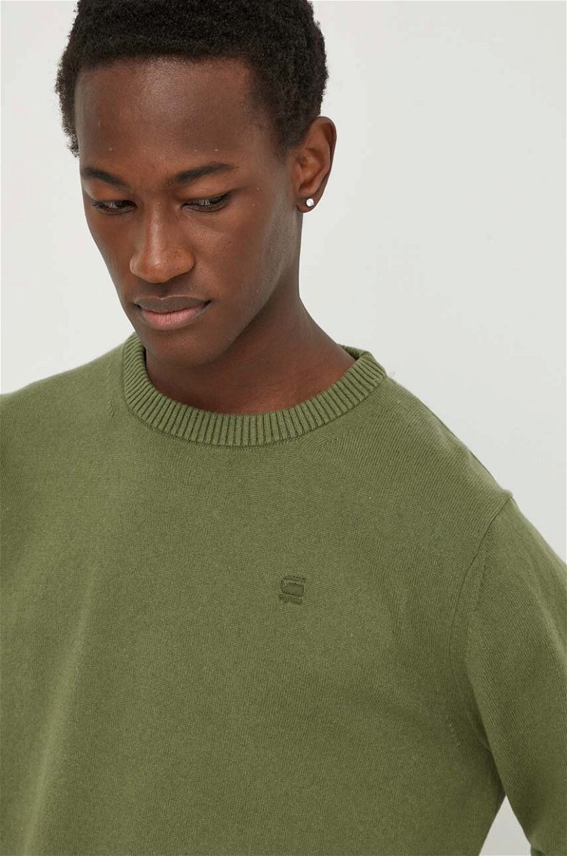 G-Star Raw pulover din amestec de lana barbati, culoarea verde, light