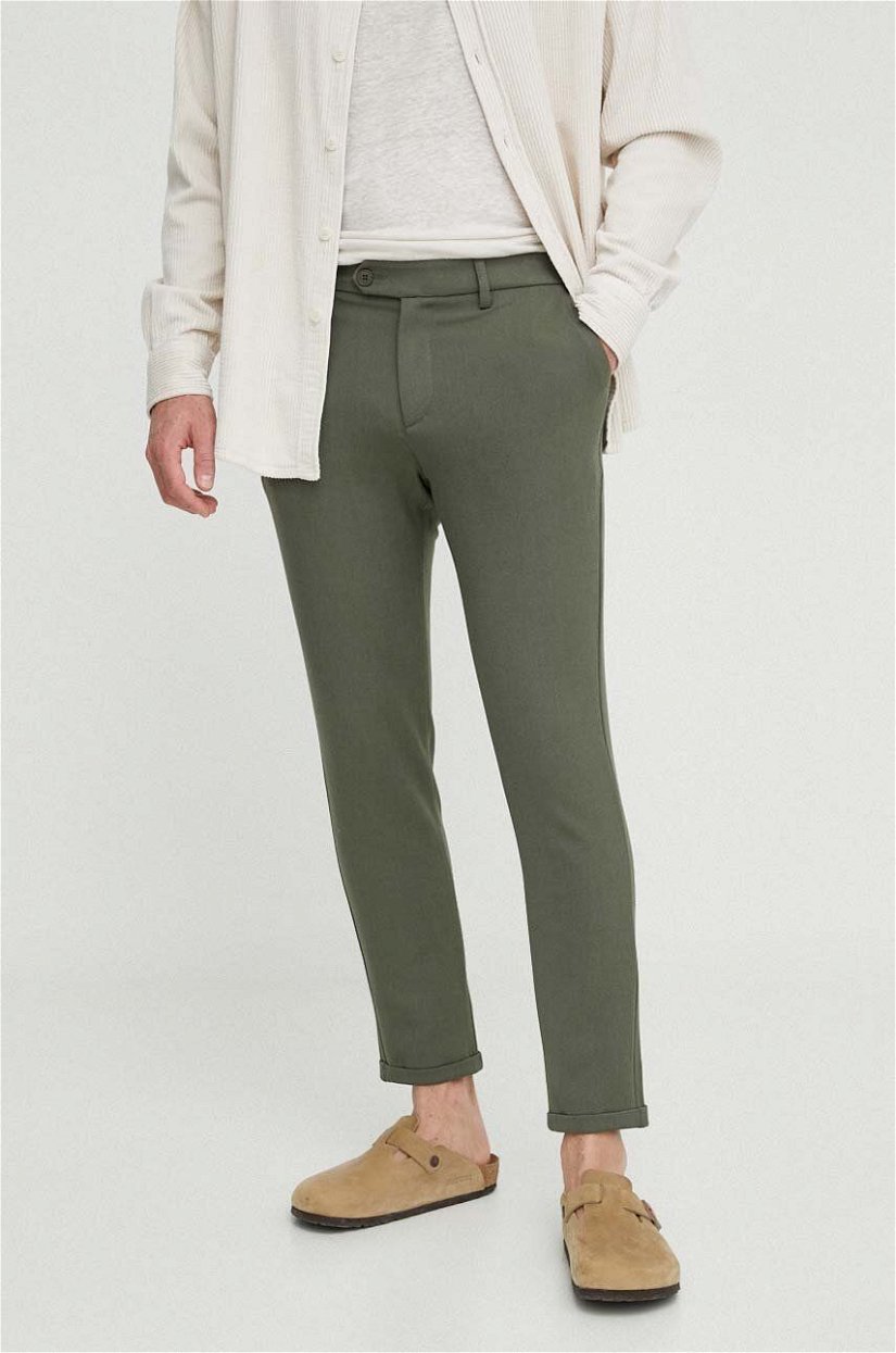 Les Deux pantaloni barbati, culoarea verde, drept
