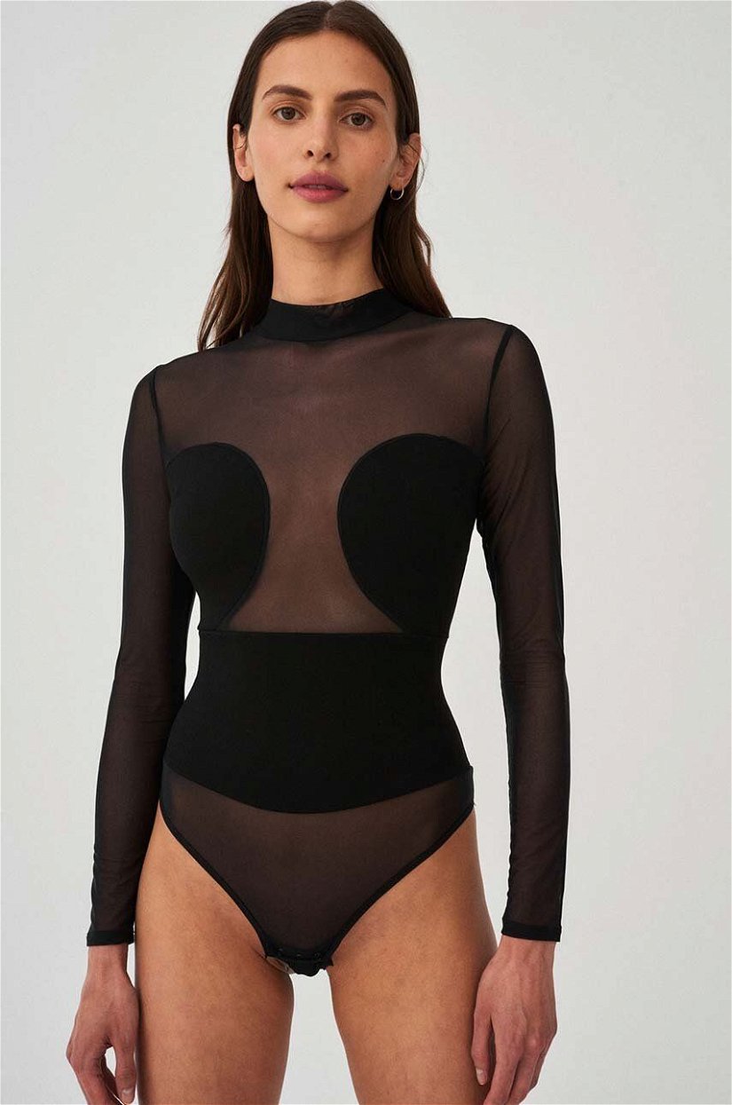 Undress Code body All-Nighter Bodysuit culoarea negru, transparent, neted