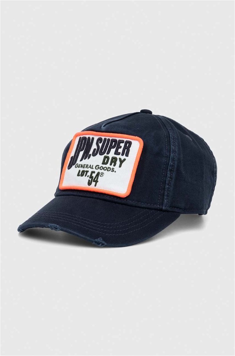 Superdry șapcă de baseball din bumbac culoarea albastru marin, cu imprimeu