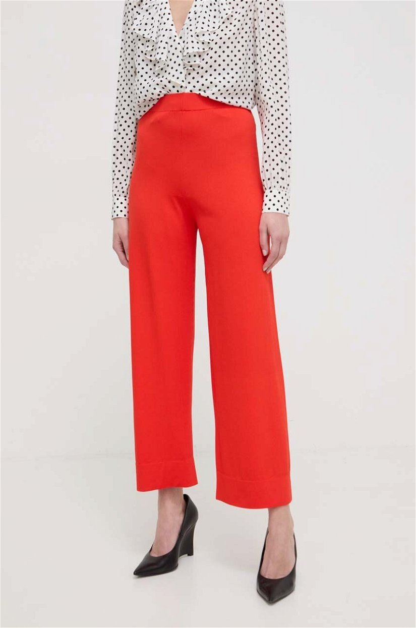 Liviana Conti pantaloni femei, culoarea portocaliu, lat, high waist