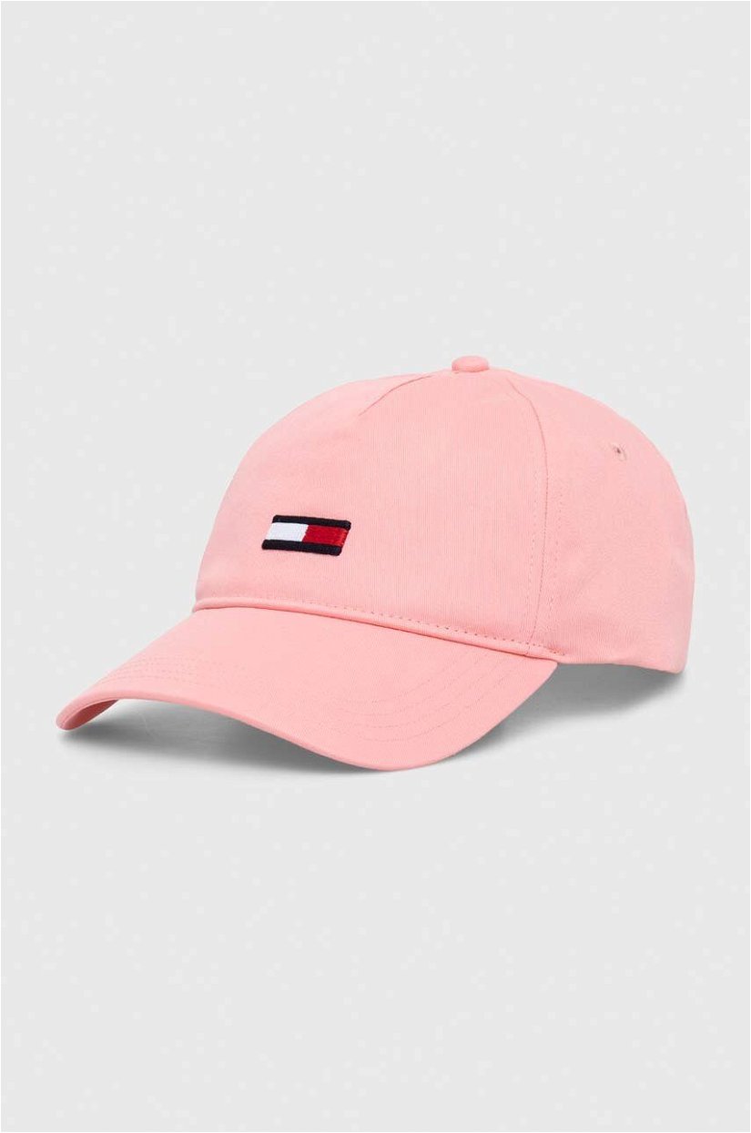 Tommy Jeans șapcă de baseball din bumbac culoarea roz, neted