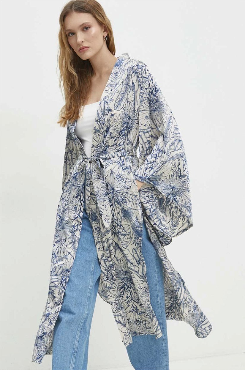 Answear Lab kimono culoarea bej, modelator