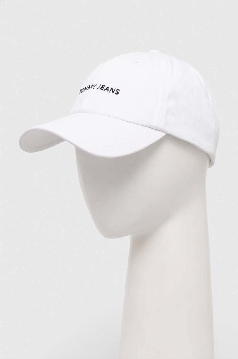 Tommy Jeans șapcă de baseball din bumbac culoarea alb, modelator