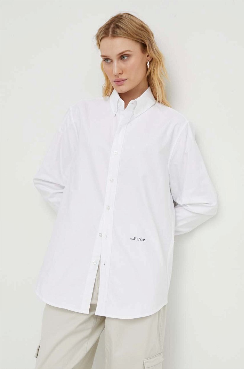 Mercer Amsterdam camasa din bumbac culoarea alb, cu guler button-down, regular