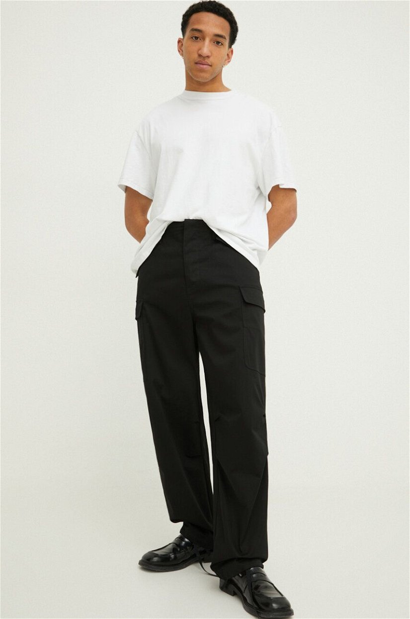 MSGM pantaloni barbati, culoarea negru, cu fason cargo