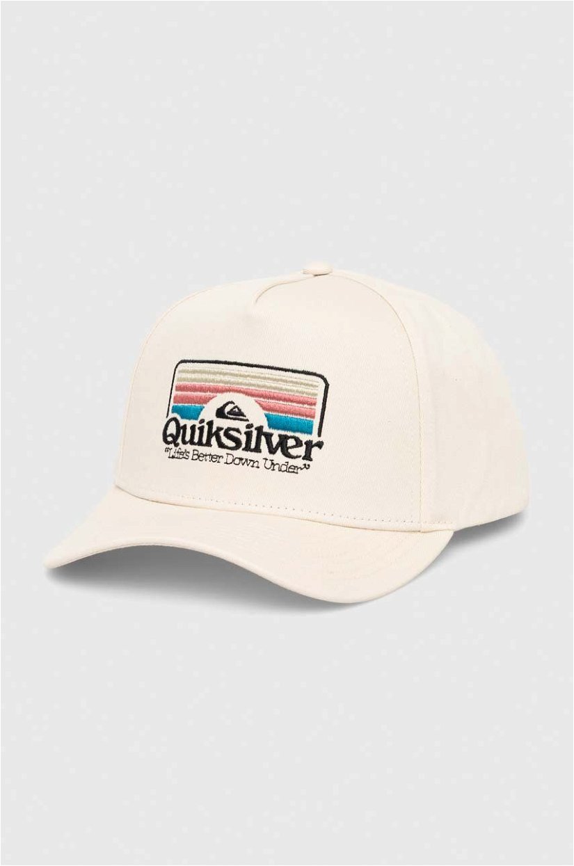 Quiksilver șapcă de baseball din bumbac culoarea bej, cu imprimeu
