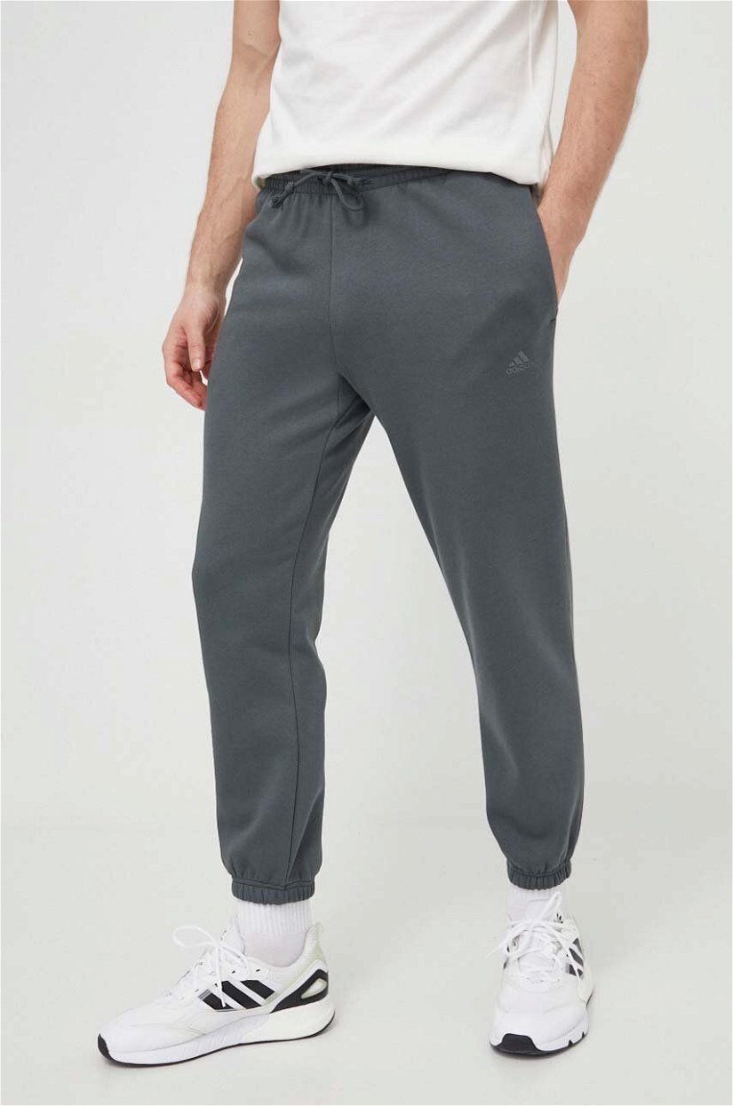 adidas pantaloni de trening culoarea gri, uni IW1187