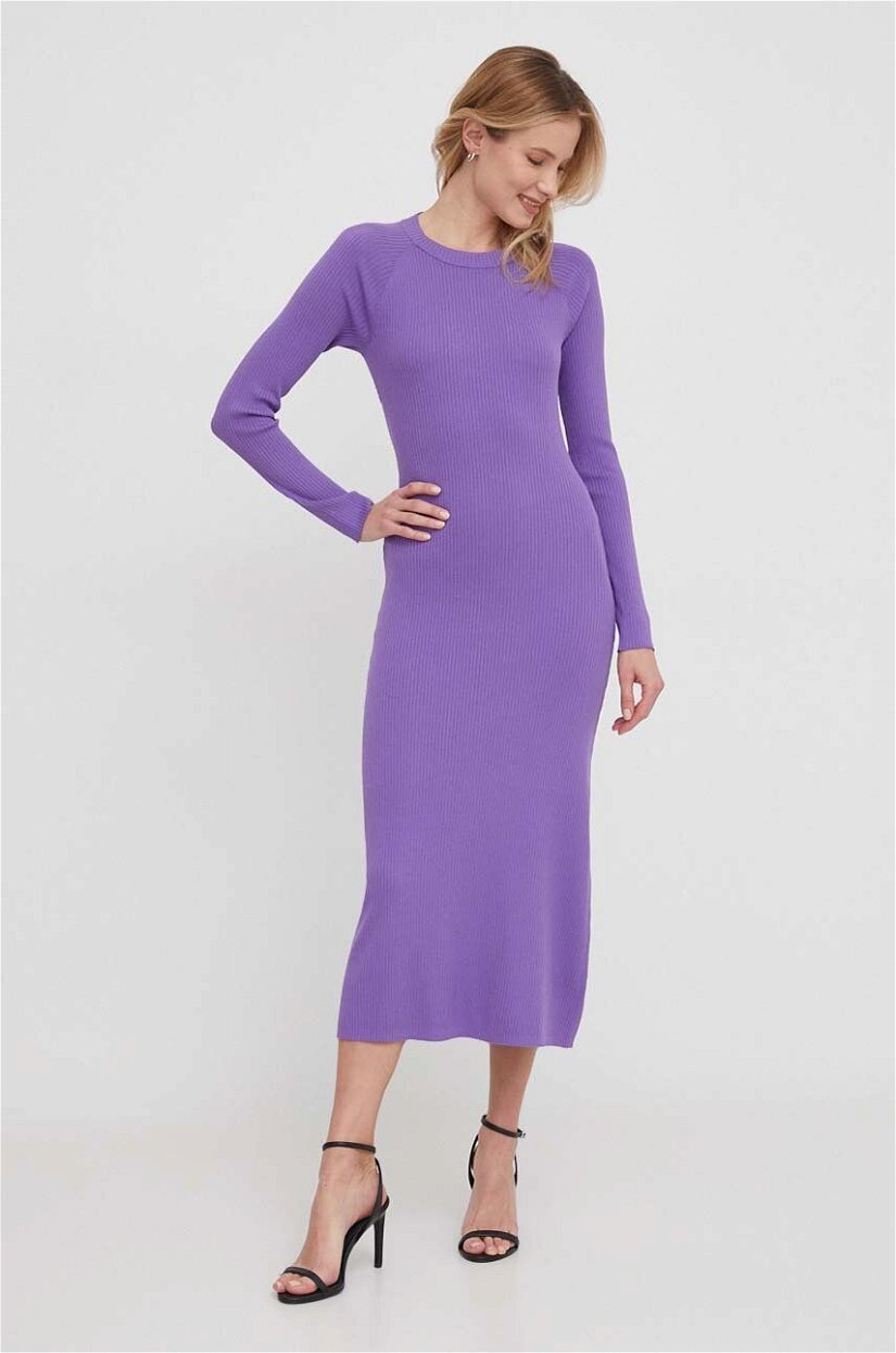 Sisley rochie culoarea violet, maxi, evazati