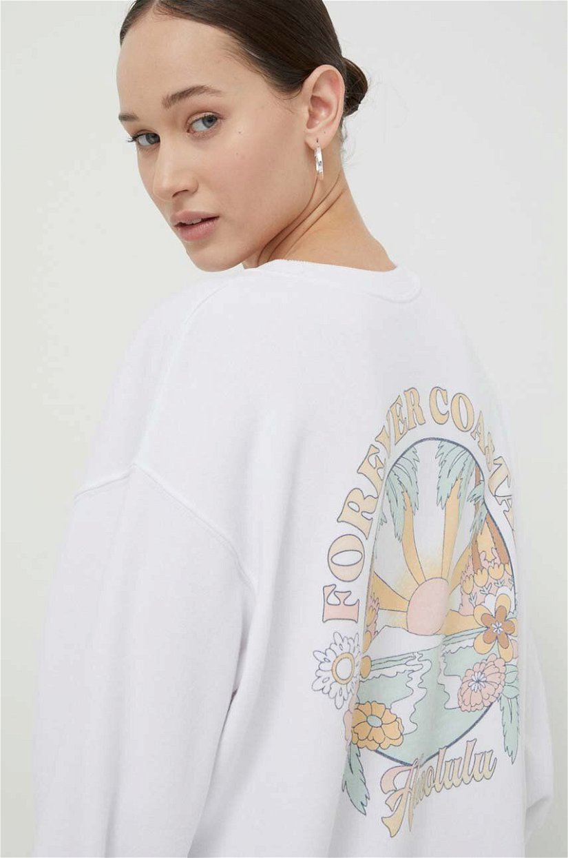 Hollister Co. bluza femei, culoarea alb, cu imprimeu