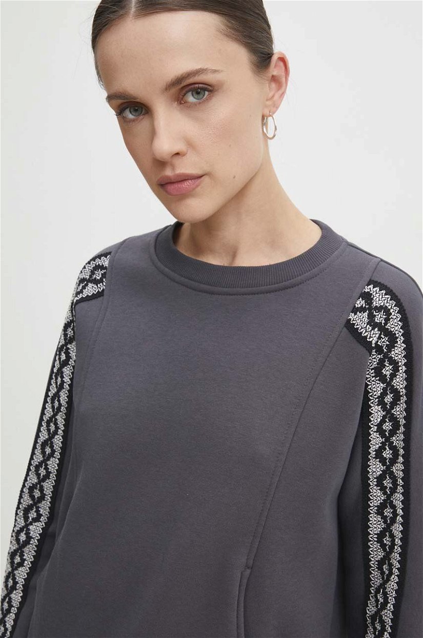 Answear Lab bluza femei, culoarea gri, cu imprimeu